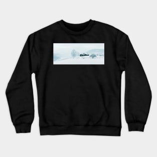 Snowfall in White Winter Landscape in Rural Scandinavia Crewneck Sweatshirt